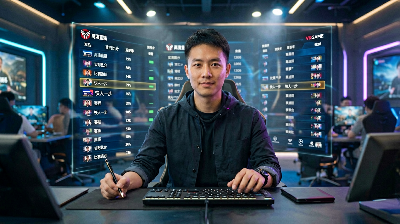 VKGAME威客电竞高清直播界面展示实时比分、赛程和比赛追踪